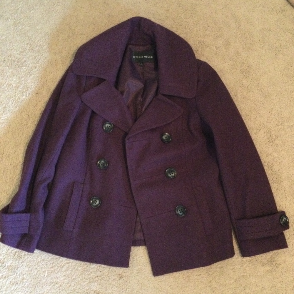 Antonio melani purple pea coat size 8